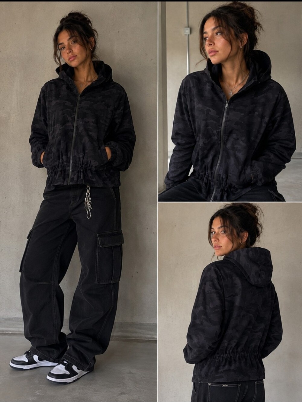 lululemon athletica Black Camouflage Bomber Jacket